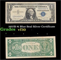 1957B $1 Blue Seal Silver Certificate Grades vf++