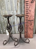 Candle holders, pair, 16" tall
