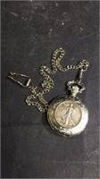 Pocketwatch With 1945 Silver 1/2 Dollar Inset