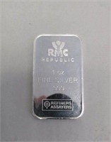 1oz. .999 Fine Silver Bar - RMC Republic