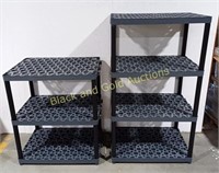 (2) 4 Tier & 3 Tier Stackable Plastic Shelves