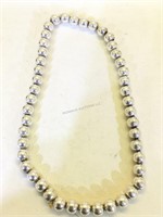 Solid Sterling Silver Bead Stretch necklace - 14