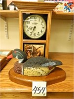 Cork Carved Duck Decoy w/ Stand & Quartz Wild -