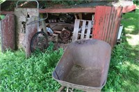 Wheelbarrow, Plow, Wood Cart-rough cond
