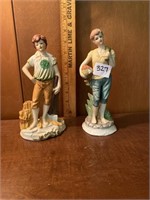 2 piece hand painted porcelain statue lot