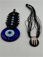 Evil Eye Hanging & Handmade Fork Necklace
