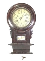 Antique Regulator Wall Clock w/ Key