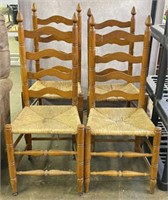 Wooden Ladder Back Dining Chairs w/ Rush Seats