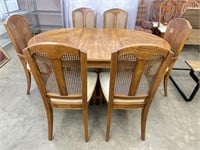 Stanley Dining Table w/ 6 Cane Back Chairs