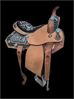 Bling Cross Pattern Saddle w/ Bridle Good Cond.