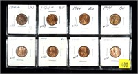 Lot, 8 BU Lincoln cents: 1942-1950-D