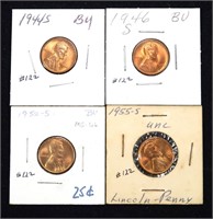 x4-BU Lincoln cents: 1944-S, 1946-S, 1952-S,