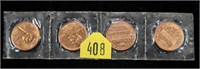 Lot, 1963-D BU Lincoln cents, 4 pcs.