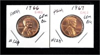 x2- SMS Lincoln cents: 1966, 1967, -x2 cents