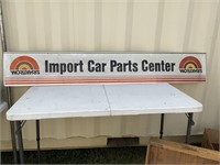 2 SIDED METAL WORLD PARTS IMPORT CAR PORTS SIGN