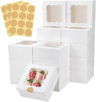 30 Pcs White Bakery Boxes with Window