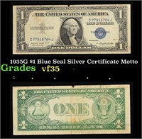 1935G $1 Blue Seal Silver Certificate Grades vf++