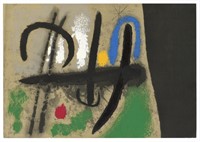 Joan Miro "Oiseaux dans un paysage" pochoir 1965 |