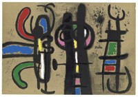 Joan Miro "Personnage et oiseau" pochoir 1965 | Ca