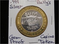 .999 SILVER BALLY'S CASINO TOKEN GEM PROOF