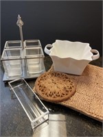 Glass Utensil Caddy and Woven Accessories