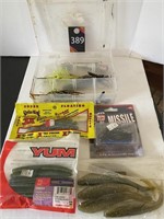 Various Fishing Lures, Worms & Hooks