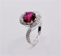 925S 2.0ct Lab-Grown Red Ruby Swirl Ring