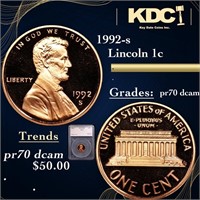 Proof 1992-s Lincoln Cent 1c Graded pr70 dcam By S