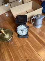 Scales, liquor pump decanter, and coffee pot or