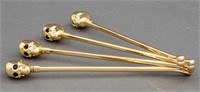 Gold-Toned Skull Cocktail Stirrers, 4