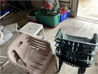 Plastic chair and tables