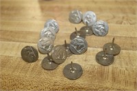 LOT OF FIFTEEN BUFFALO NICKEL HEAD FURNITURE TACKS