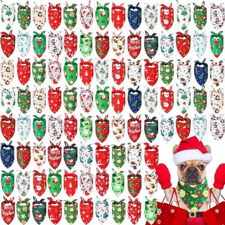 MSRP $50 100Pcs Dog Christmas Bandanas