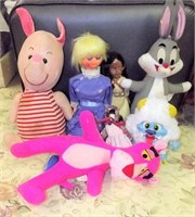 Vintage Dolls, Bugs Bunny, Piglet & Pink Panther