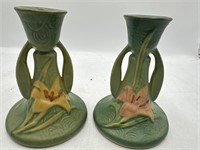 Roseville zephyr Lily green candleholder