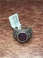 Sterling Silver .925 Indian Ruby Oxidized Ring