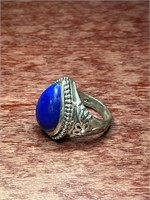 Lapis Blue Stone Sterling .925 Silver Ring Size 9