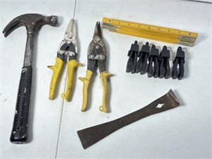 Tin Cutters, Hammer, Small Pry Bar