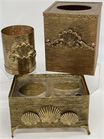 3pc Brass Seashell Bathroom Set