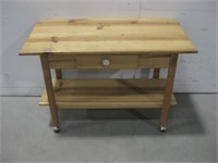 Rolling Wood Cart W/Drawer See Info