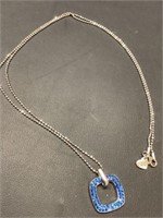 Sterling Zinzi 3/4" Pendant & necklace blue stones