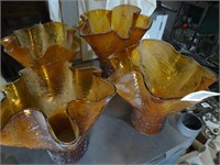 4 Yellow - Brown Hand Blown Glass Globes