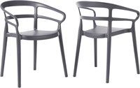 Dark Grey Curved Dining Chair  Set of 2  Plastic