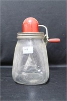 VIINTAGE HAND CRACK CHURN WITH GLASS BOTTLE