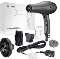 New NITION Ceramic Hair Dryer with Diffuser,Comb &