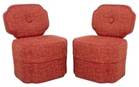 Mid-Century Modern Upholstered Slipper Chairs, Pr