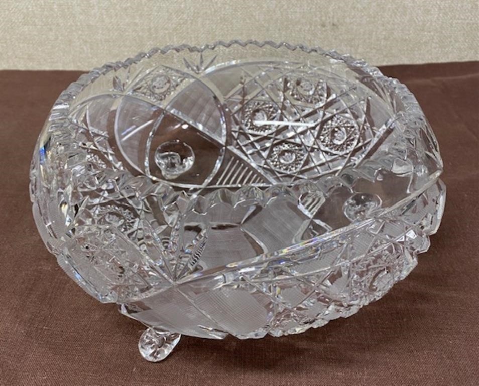 Cut Glass Bowl with 3 feet