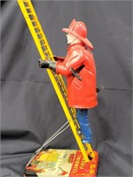 Key-wind Marx Toy Climbing Fireman ladder 22"h