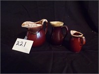 3 PIECES BROWN DRIP PITCHERS
