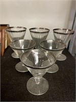 Set of six martini glasses three large three